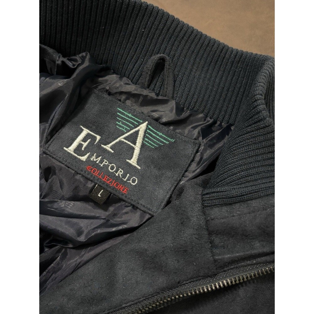 A Emporio Collezione Bomber Jacket Mens Sz L Suede Blue Full Zip - Picture 5 of 9